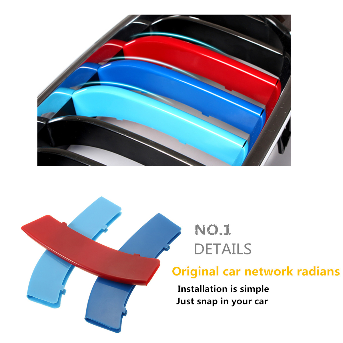 M-Colors-M-Style-Buckle-Clip-For-BMW-3-Series-11-Bar-Front-Kidney-Grille-Grill-1045900