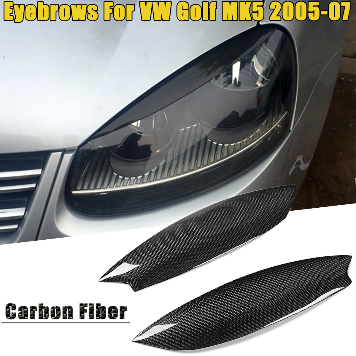 Pair-Car-Carbon-Fiber-Headlight-Eyebrow-Eyelid-ABS-Trim-Cover-for-VW-Golf-GTI-R-MK5-05-07-1376719