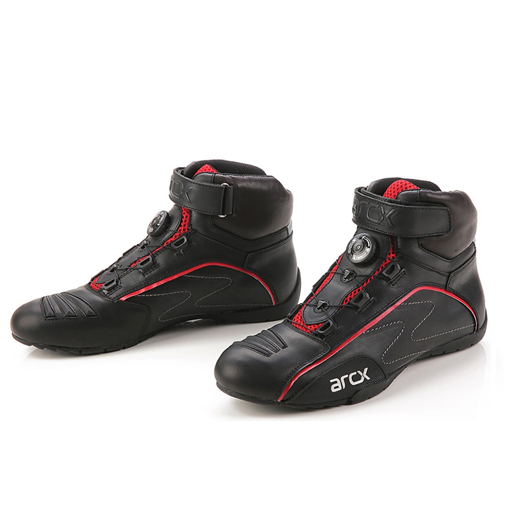 Cow-Leather-Motorcycle-Racing-Shoes-Riding-Boots-with-Tuning-Knob-Laces-ARCX-1068246
