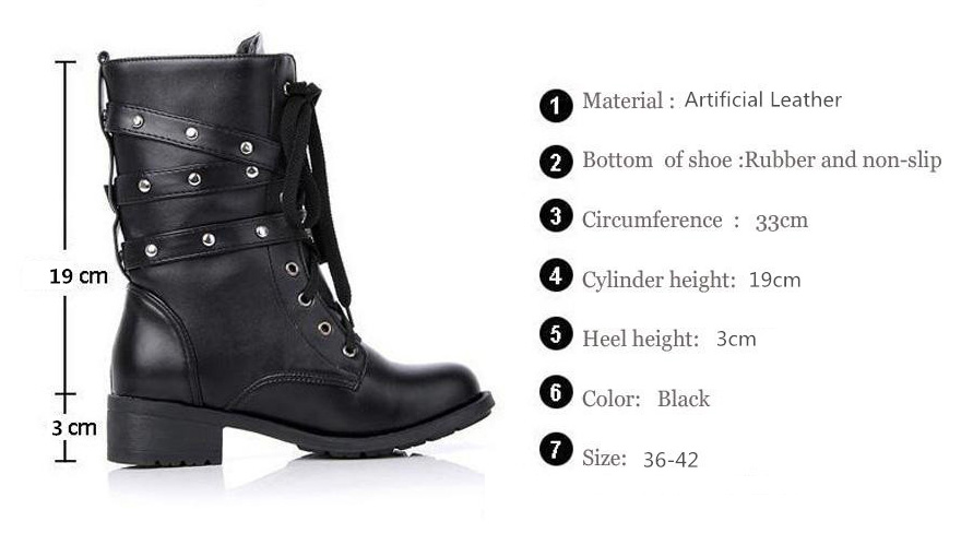 Motorcycle-Boots-Women-Cool-Goth-Punk-AnkleMilitary-Lace-up-Black-995382