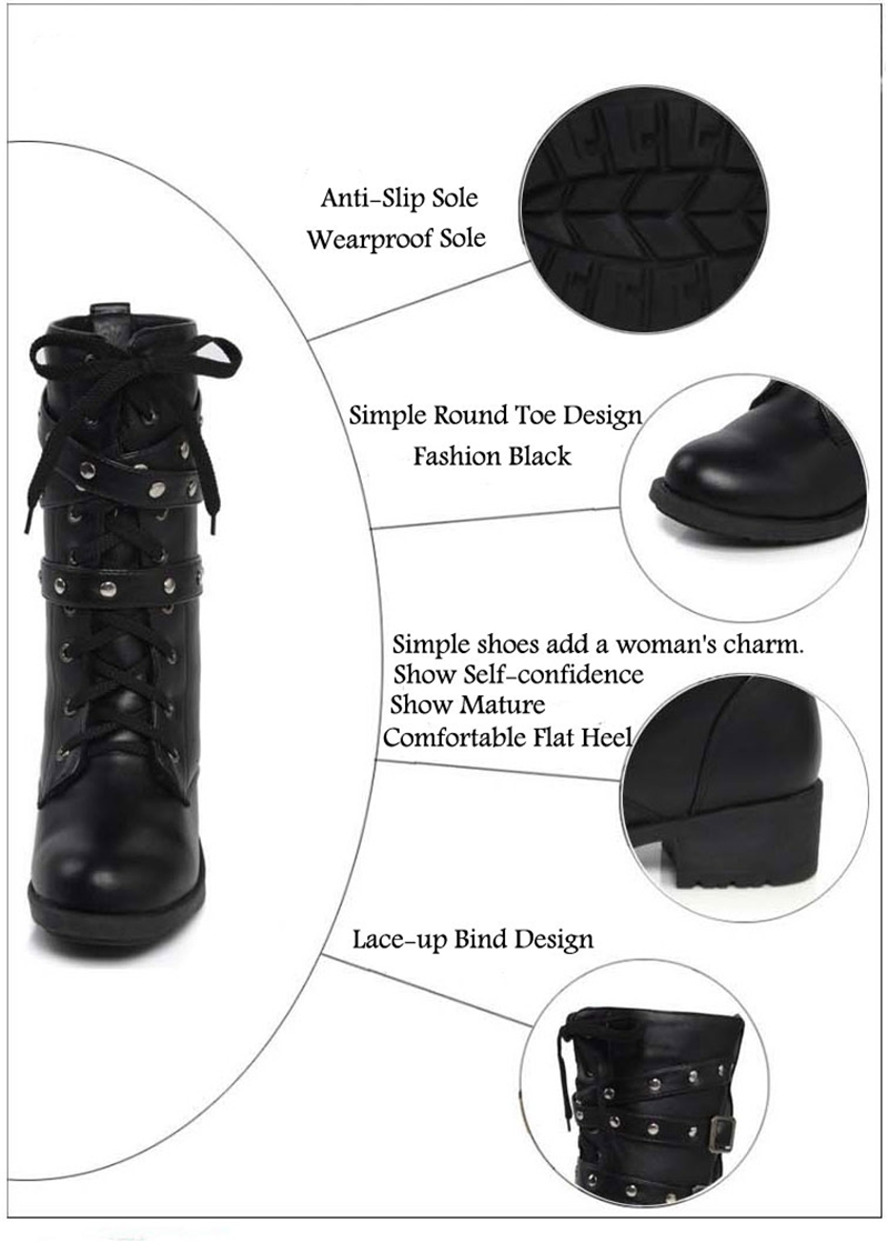 Motorcycle-Boots-Women-Cool-Goth-Punk-AnkleMilitary-Lace-up-Black-995382