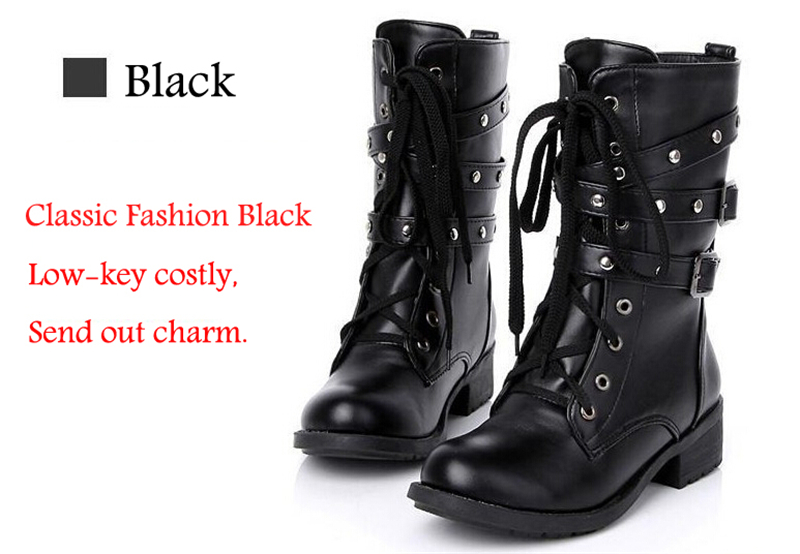 Motorcycle-Boots-Women-Cool-Goth-Punk-AnkleMilitary-Lace-up-Black-995382