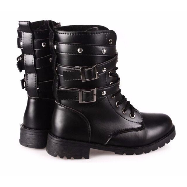 Motorcycle-Boots-Women-Cool-Goth-Punk-AnkleMilitary-Lace-up-Black-995382
