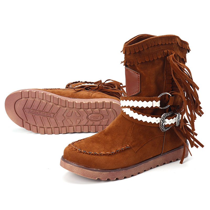 Women-Tassel-Fringe-Middle-Ankle-Boots-Fashion-Buckle-Motorcycle-Flat-Shoes-1610128