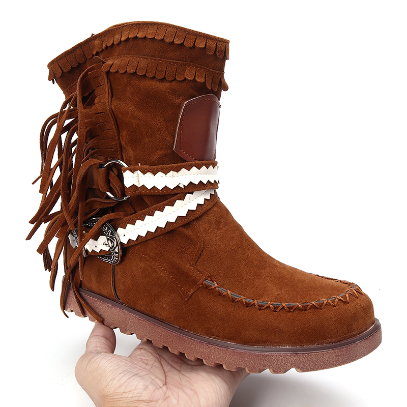 Women-Tassel-Fringe-Middle-Ankle-Boots-Fashion-Buckle-Motorcycle-Flat-Shoes-1610128
