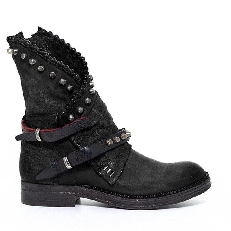 Women-Vintage-Rivet-Motorcycle-Ankle-Boots-Buckle-Ladies-Round-Toe-Horse-shoes-Low-heeled-1595774