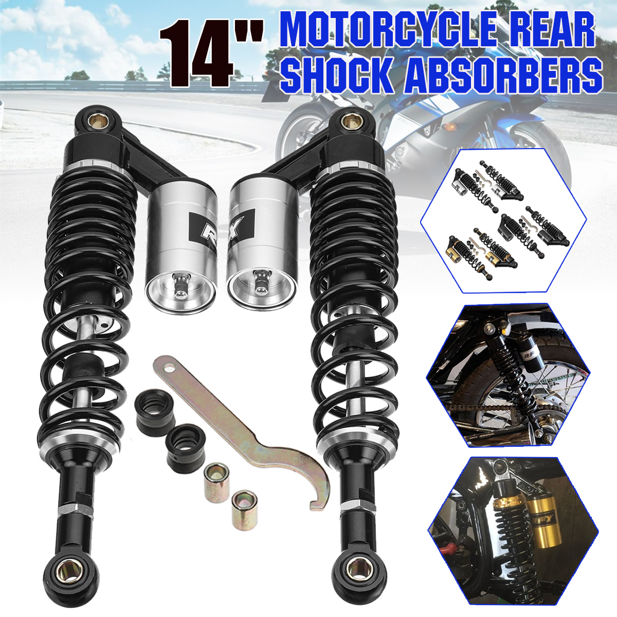 2pcs-14quot-360mm-Motorcycle-Air-Shock-Absorber-Suspension-Universal-1813684