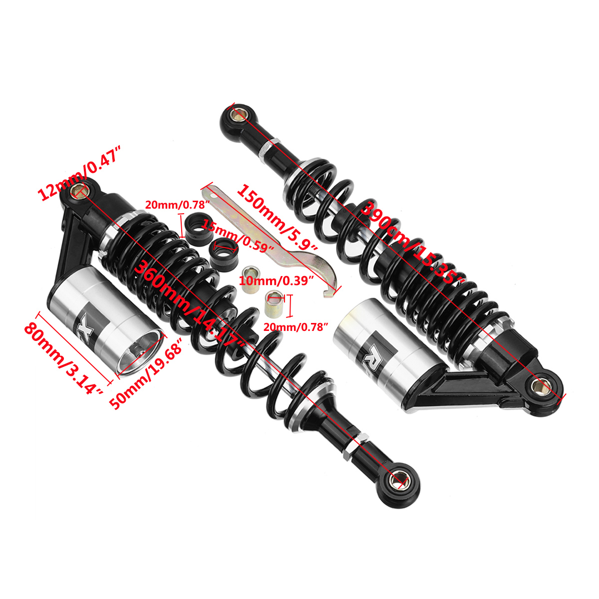 2pcs-14quot-360mm-Motorcycle-Air-Shock-Absorber-Suspension-Universal-1813684