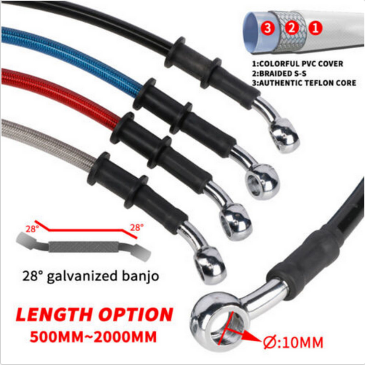 300mm-2200mm-Motorcycle-Braided-Brake-Clutch-Oil-Hose-Line-Cable-Pipe-Universal-Silver-1661245