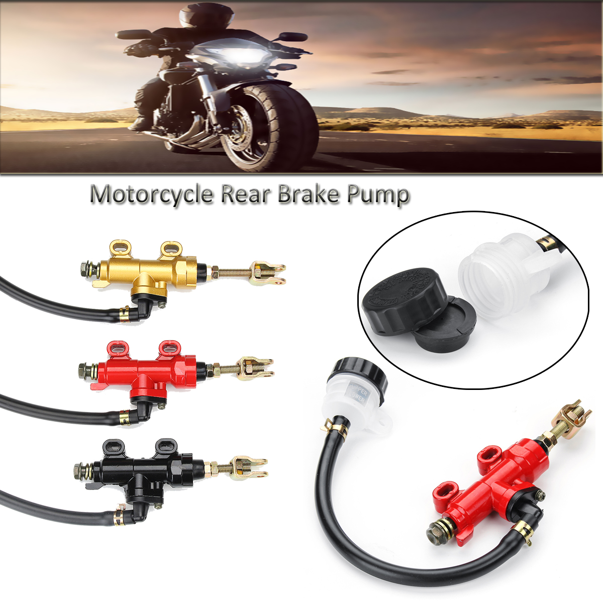 Motorcycle-Rear-Foot-Brake-Master-Pump-Cylinder-With-Fluid-Reservoir-Universal-1636432