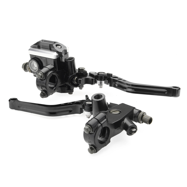 Pair-78-Motorcycle-Brake-Master-Cylinder-Clutch-Reservoir-Levers-Universal-1207926