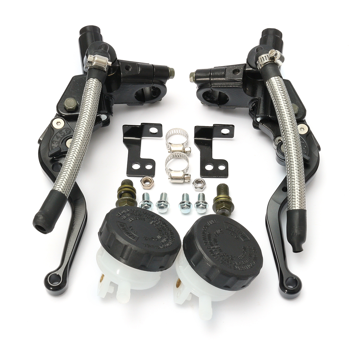 Pair-78inch-22mm-CNC-Motorcycle-Brake-Lever-Master-Cylinder-Reservoir-Universal-1167062