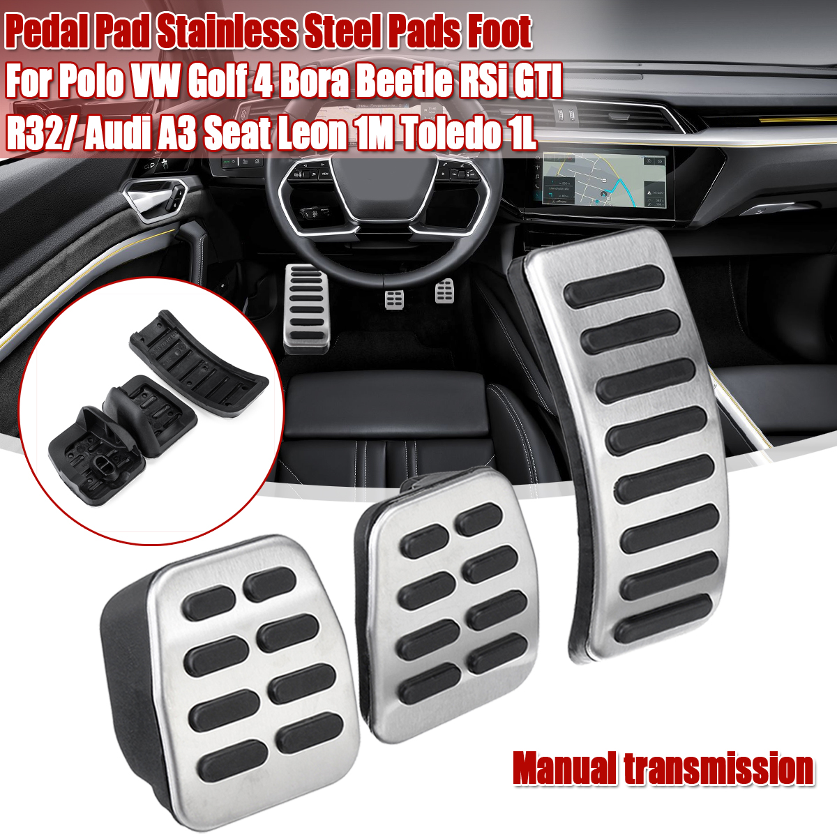 Car-Pedal-Pad-Stainless-Steel-Pads-Foot-For-VW-Polo-Golf-4-Bora-Beetle-RSi-GTI-R32-Audi-A3-Seat-Leon-1614893