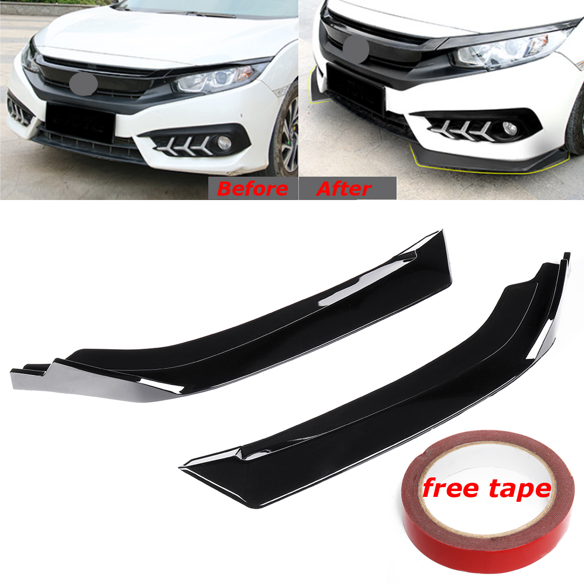 2-PCS-Front-Bumper-Lip-Wrap-Angle-Splitters-Spoiler-Wing-Canard-Diffuser-Glossy-Black-Anti-Scratch-F-1788255