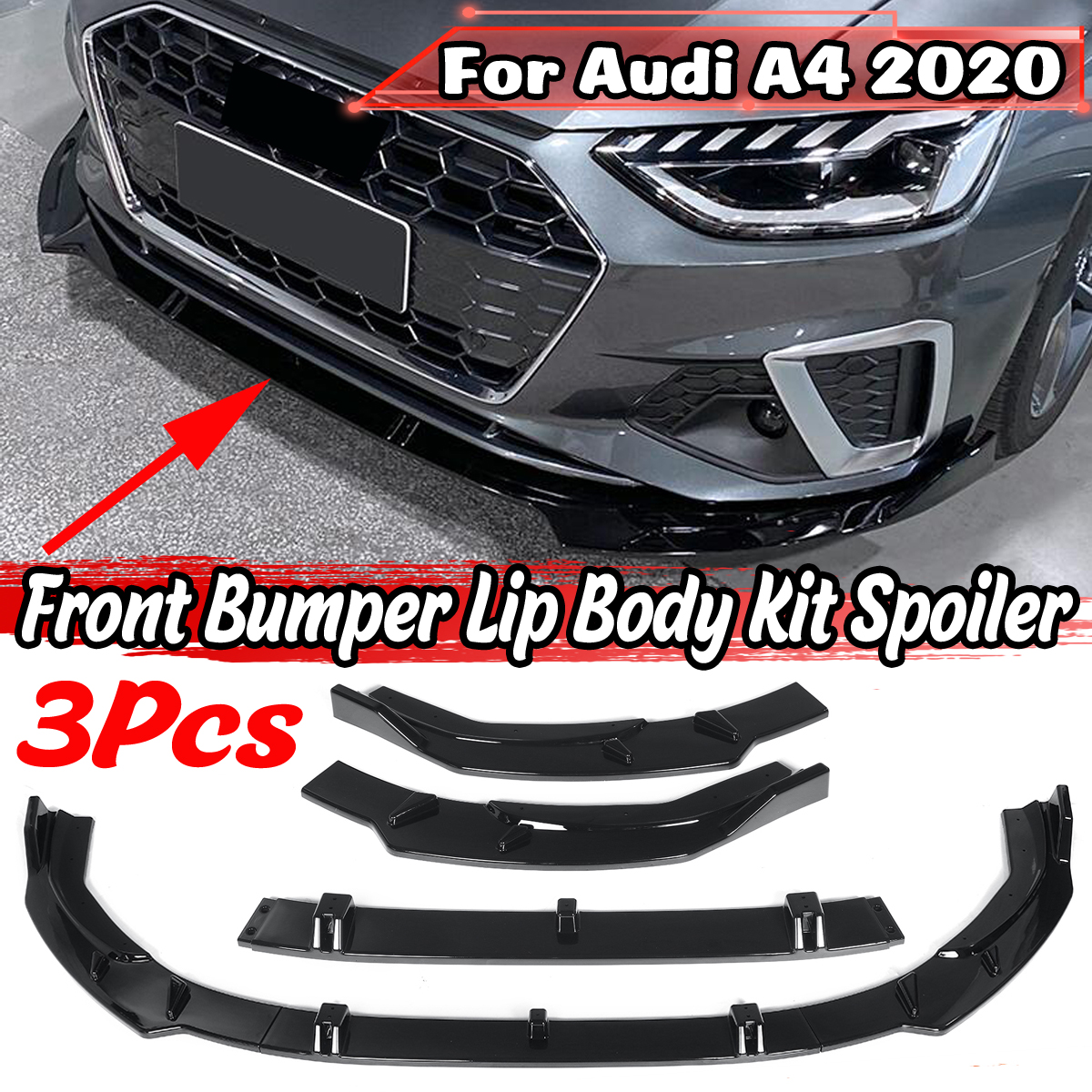 3PCS-Glossy-Black-Front-Bumper-Lip-Body-Kit-Spoiler-Splitter-For-Audi-A4-2020-1797502
