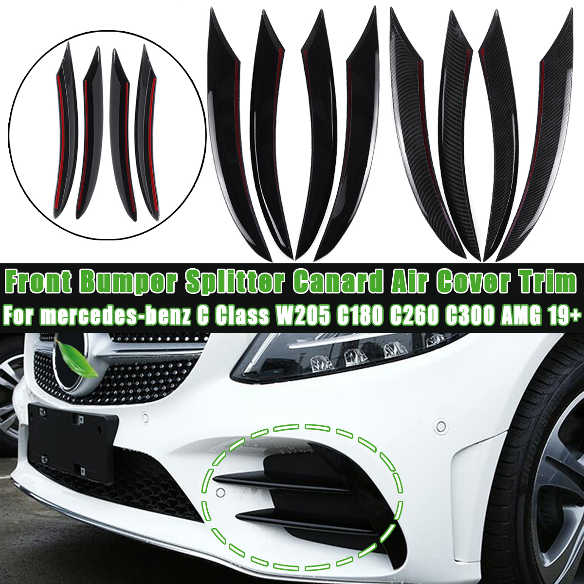 4Pcs-Front-Bumper-Fog-Light-Lamp-Splitter-Canard-Air-Cover-Trim-For-Mercedes-Benz-1615655