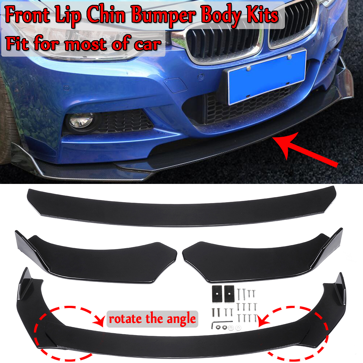 Car-Front-Bumper-Lip-Spoiler-Wing-For-Mercedes-Benz-W205-C180-C200-C250-C300-C400-C63-C43-1496107