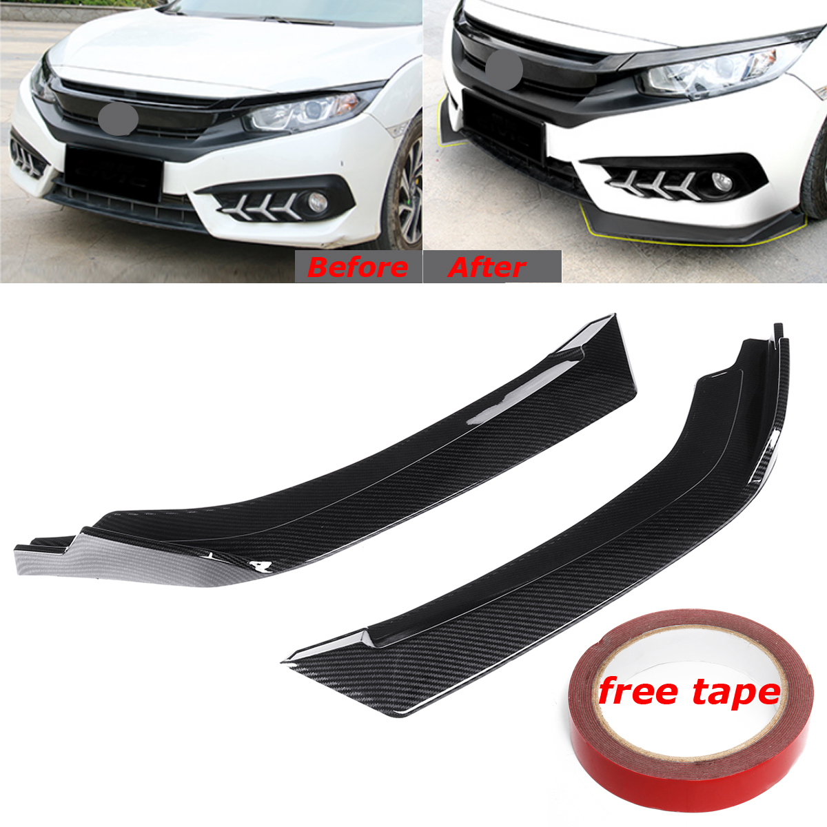 Carbon-Fiber-Look-Anti-Scratch-Front-Bumper-Lip-Wrap-Angle-Splitters-For-Honda-Civic-Sedan-4Dr-2016--1780002
