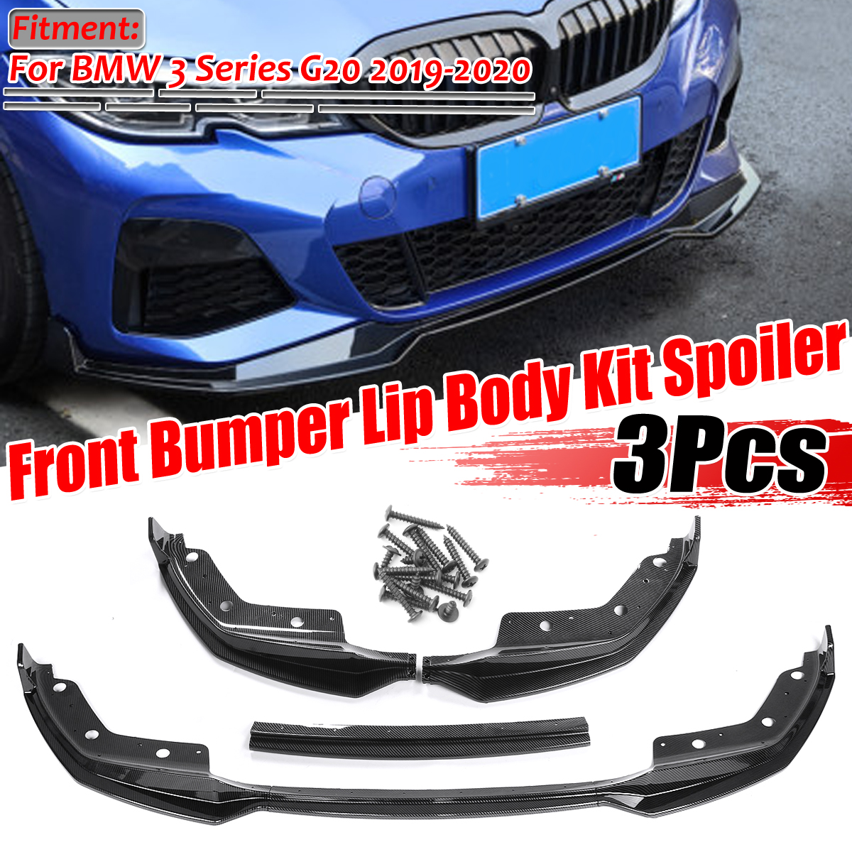 Carbon-Fiber-Look-Front-Bumper-Lip-Spoiler-Splitter-Cover-Trim-Body-Kit-3PCS-For-BMW-3-Series-G20-20-1813049