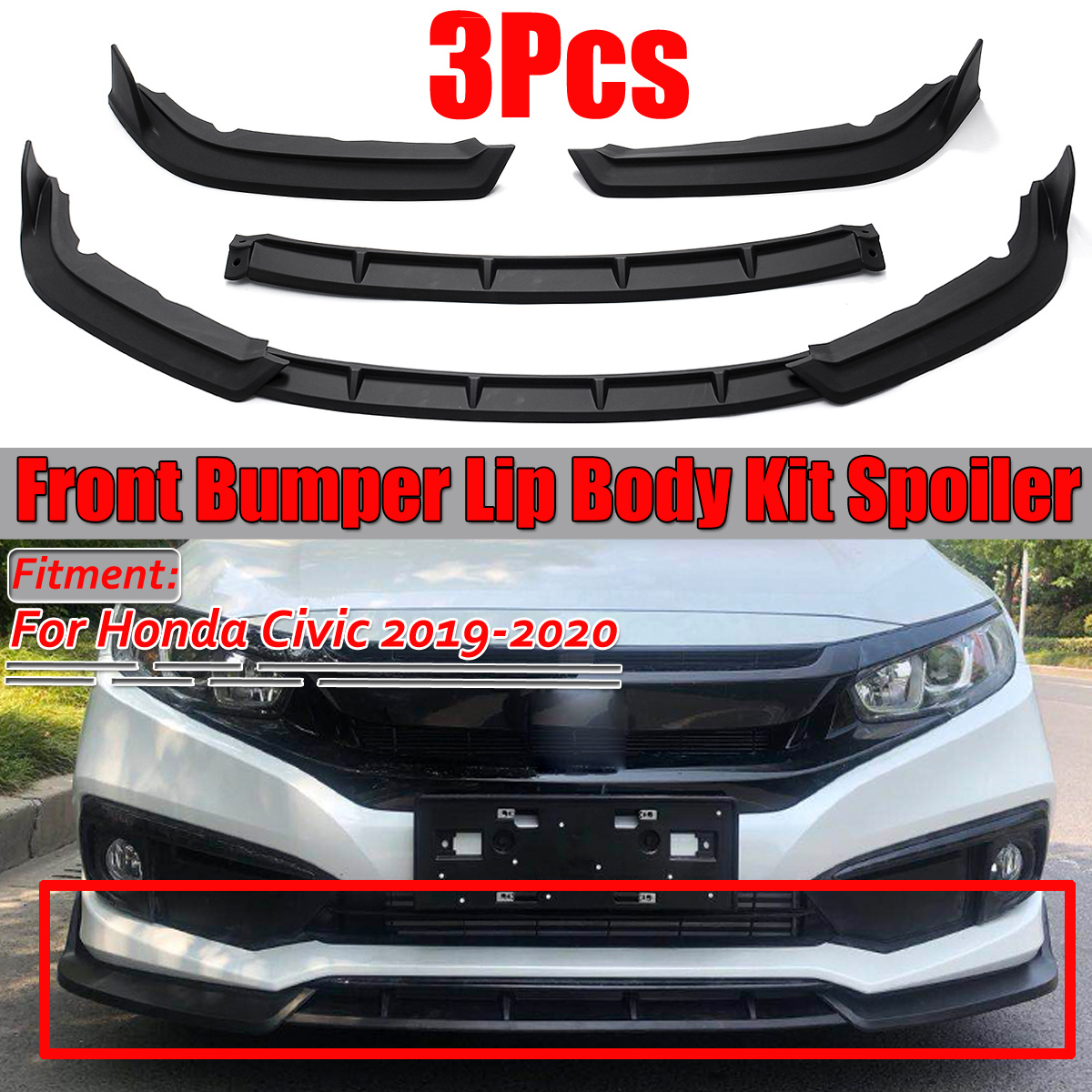 Front-Bumper-Cover-Lip-Spoiler-Splitter-Matte-Black-For-Honda-Civic-2019-2020-1784049