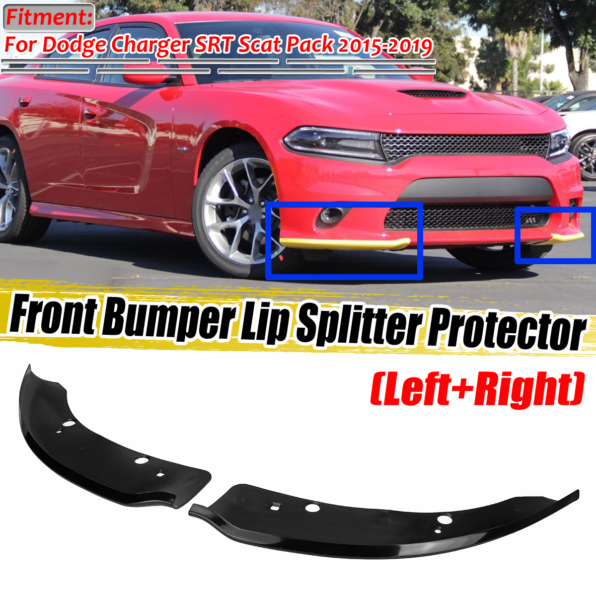 Front-Bumper-Lip-Splitter-Protector-Black-For-Dodge-Charger-SRT-Scat-Pack-2015-2019-1684870