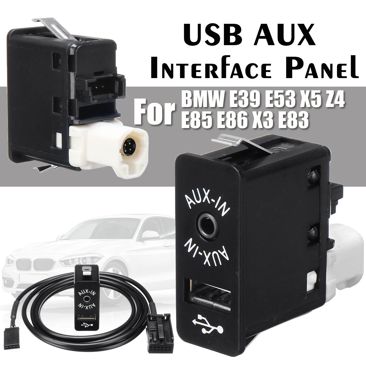 12-Pin-35mm-AUX-USB-Interface-Panel-Adapter-For-BMW-Mini-Cooper-E39-E53-X5-Z4-E85-E86-X3-E83-1530864