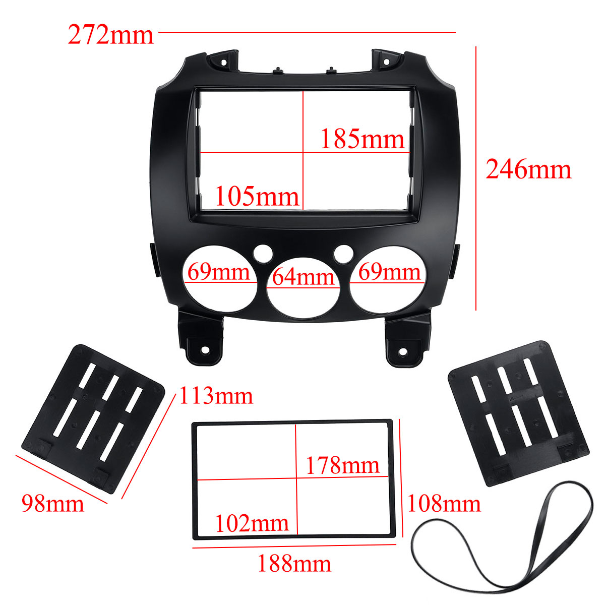 2-Din-Car-Radio-Stereo-Fascia-Trim-Surround-Panel-Frame-For-Mazda-2-2010-Demio-2007-1721812