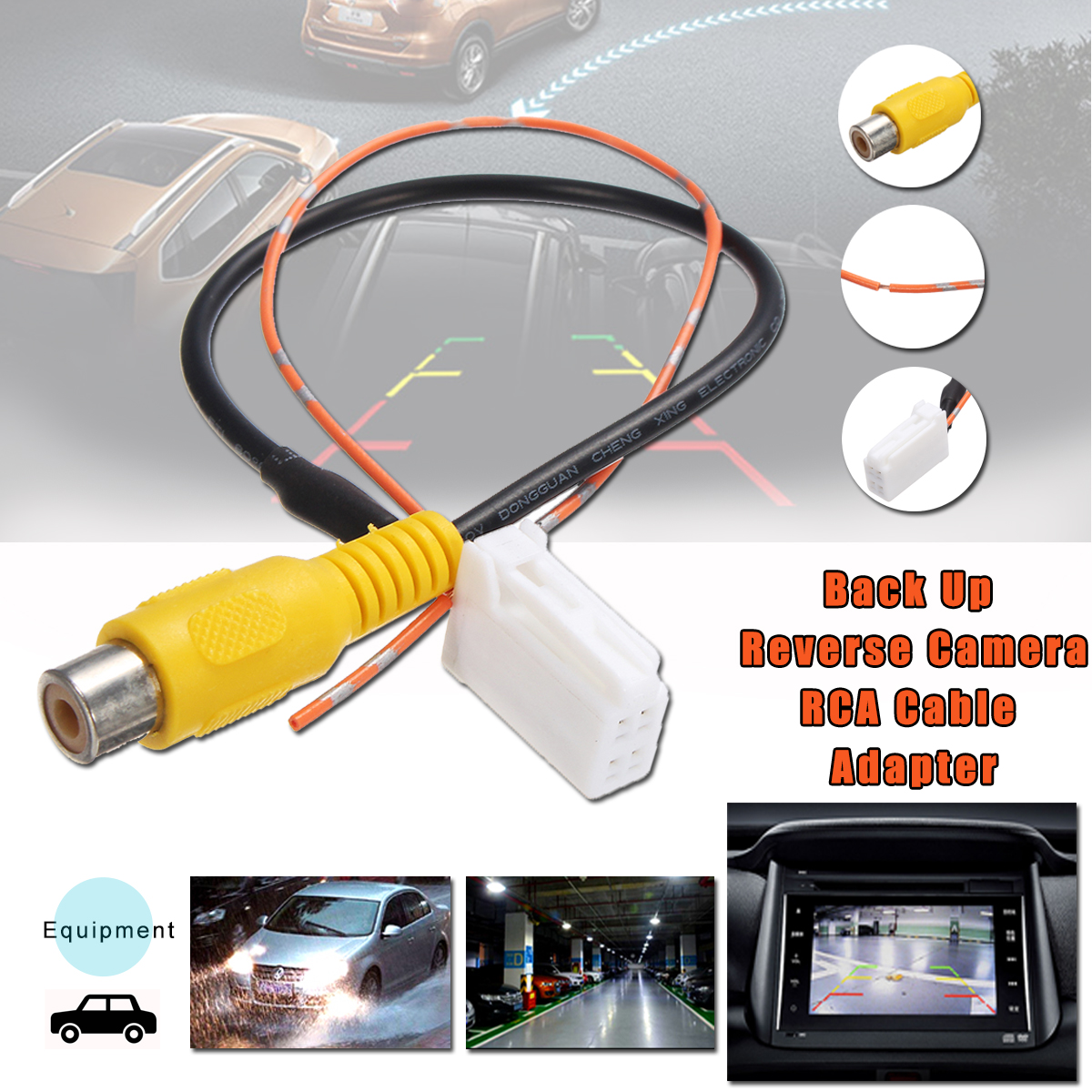 4 Pin Male Connector Radio Back Up Reverse Camera RCA Input Plug Cable