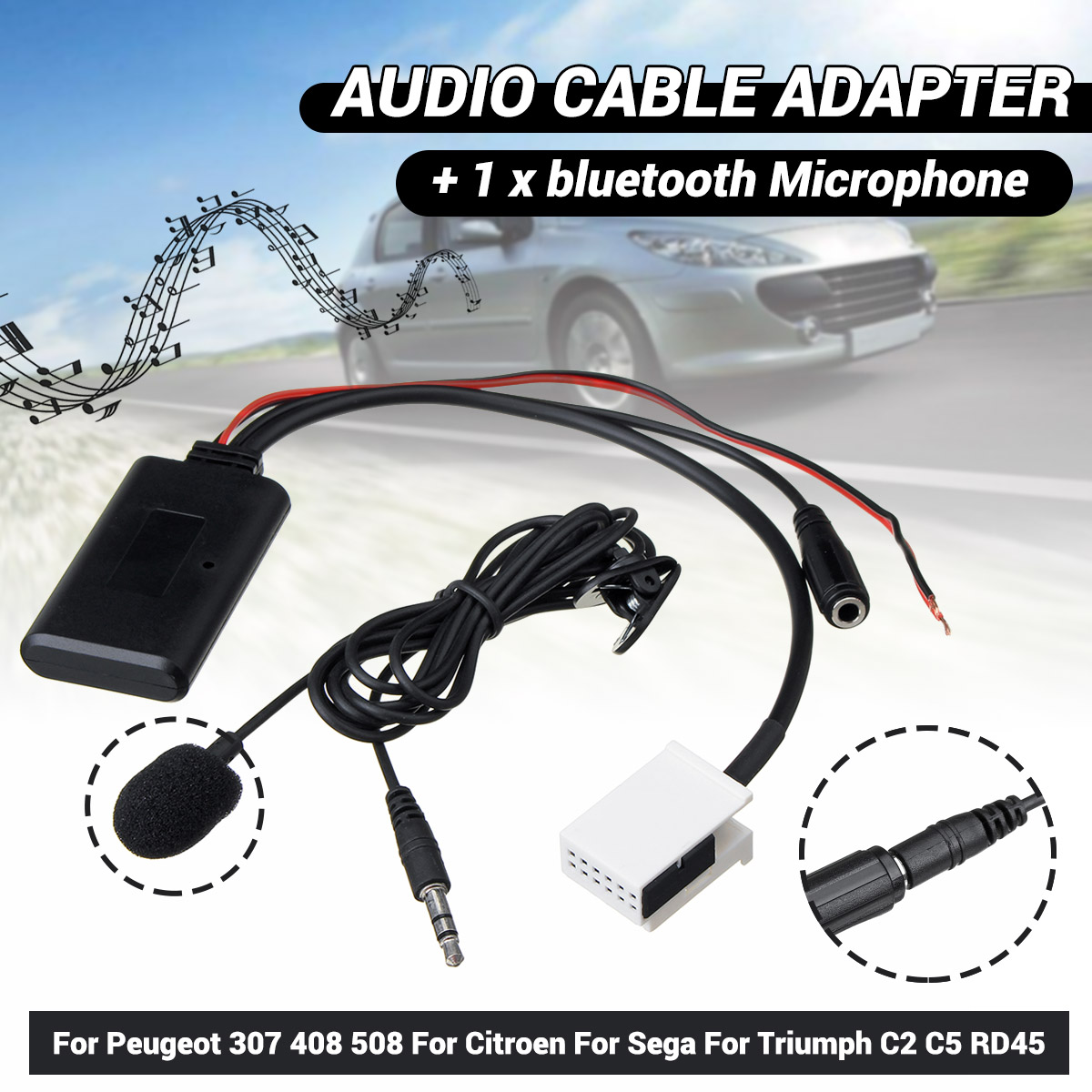 Car-Audio-Cable-Adapter-AUX-Cable-With-Micro-For--Peugeot-1667427