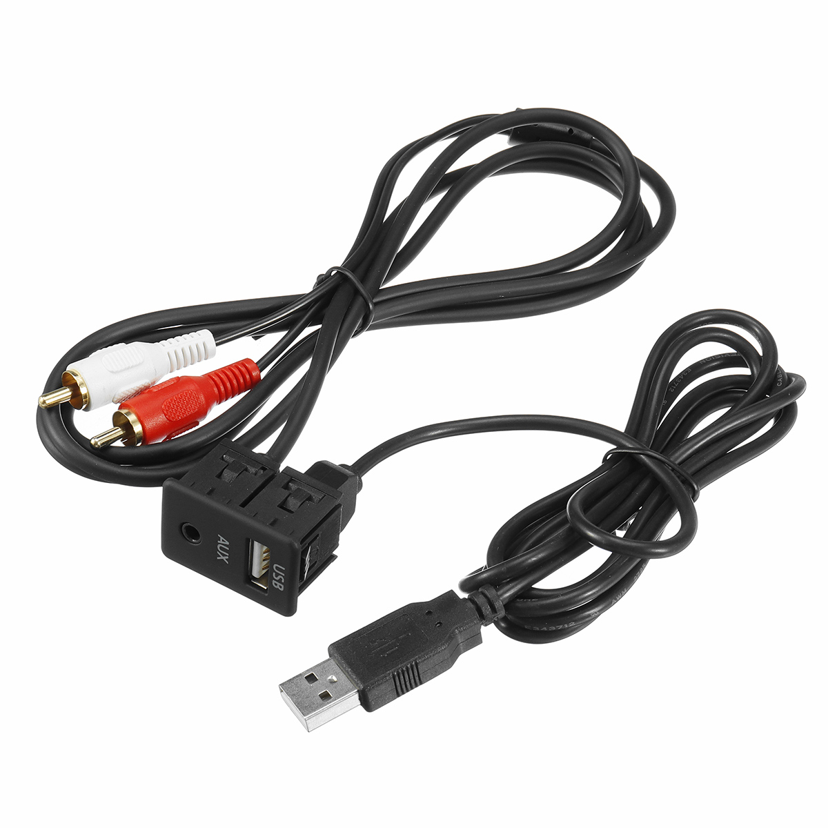 Car-Stereo-35mm-AUX-Socket-Cable-Female-To-2-RCA-Male-Car-Boat-Mot-Flush-Mount-USB-1559469