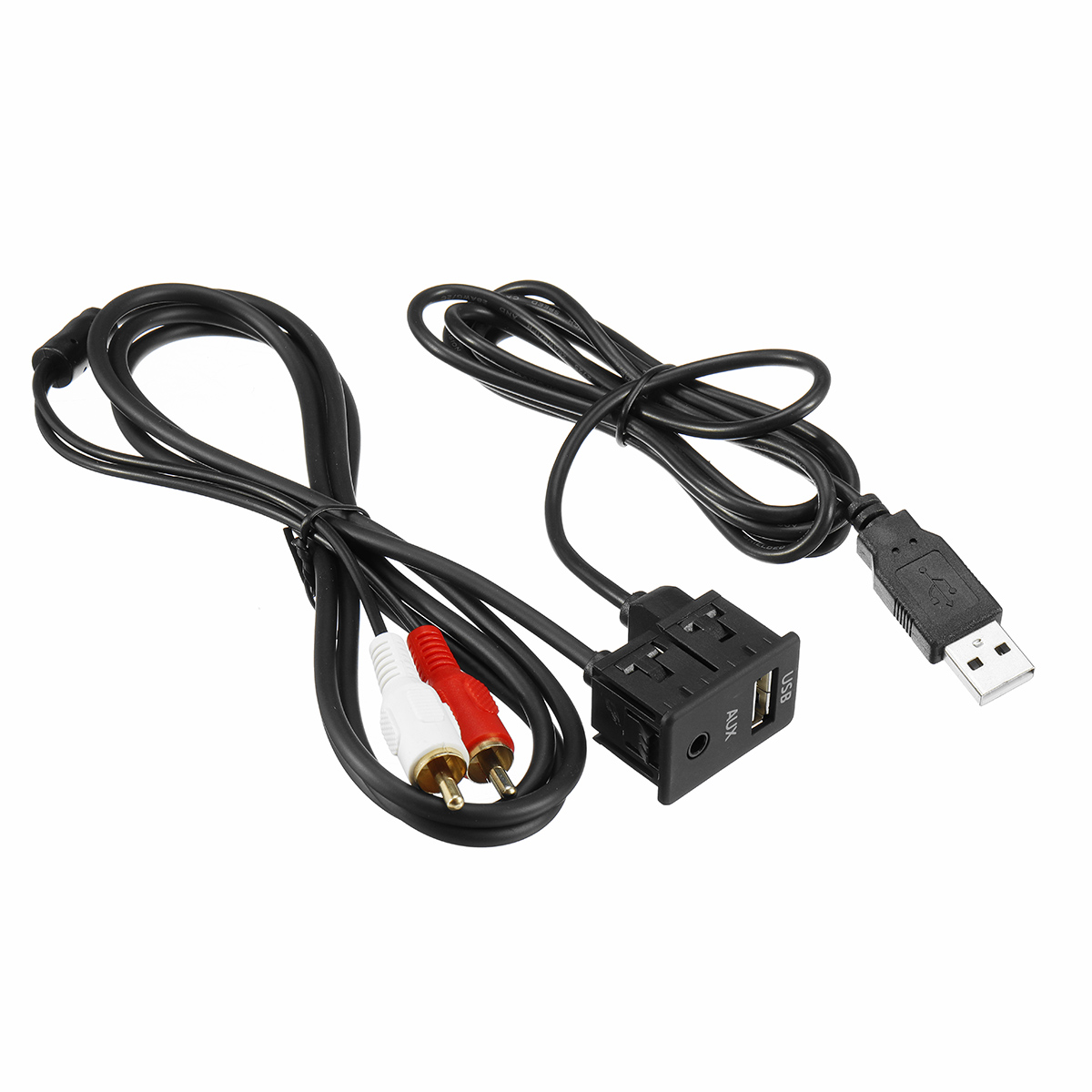 Car-Stereo-35mm-AUX-Socket-Cable-Female-To-2-RCA-Male-Car-Boat-Mot-Flush-Mount-USB-1559469