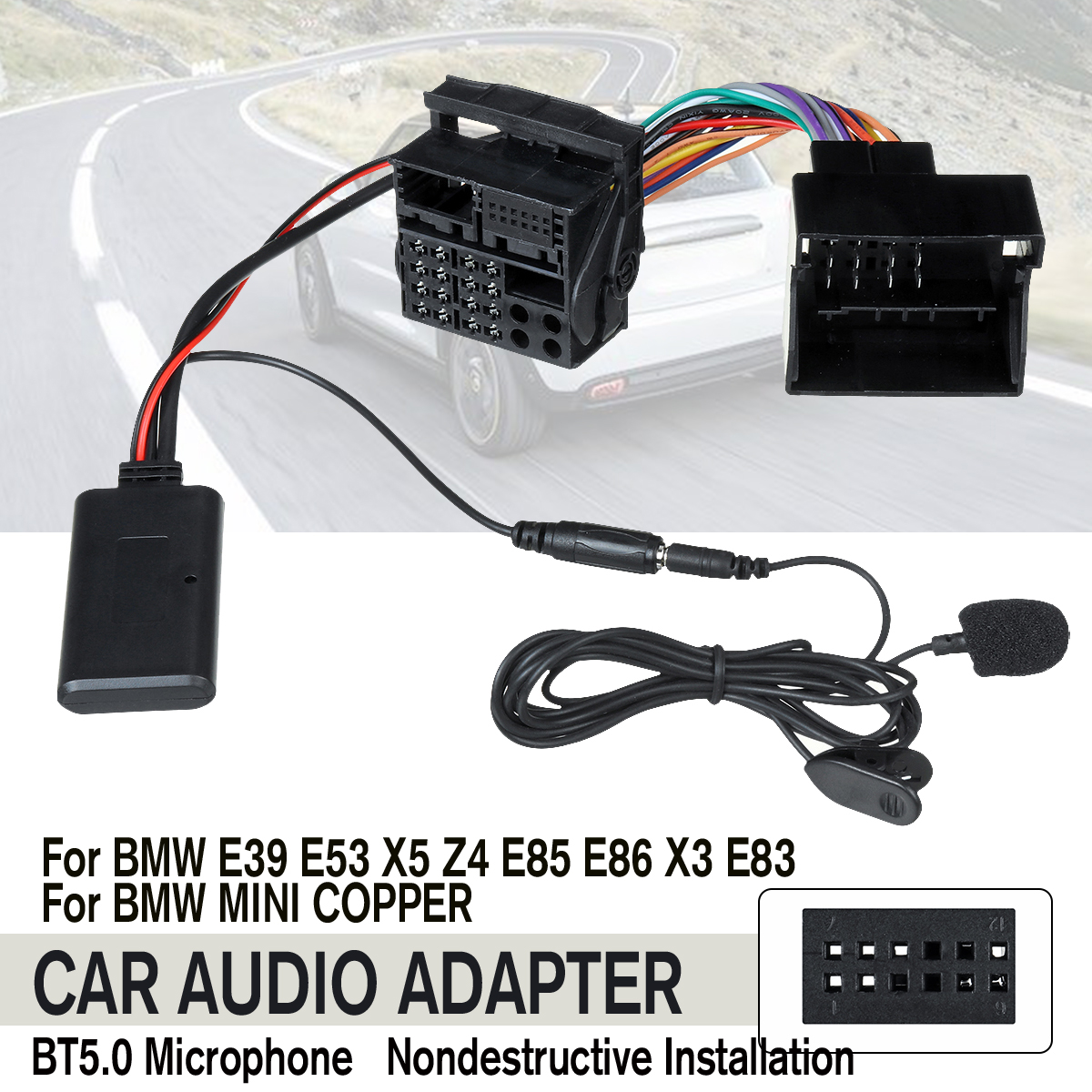 Car-bluetooth-Audio-Cable-Adapter-AUX-Cable-12V-With-Micro-For-BMW-MINI-COOPER-1667419