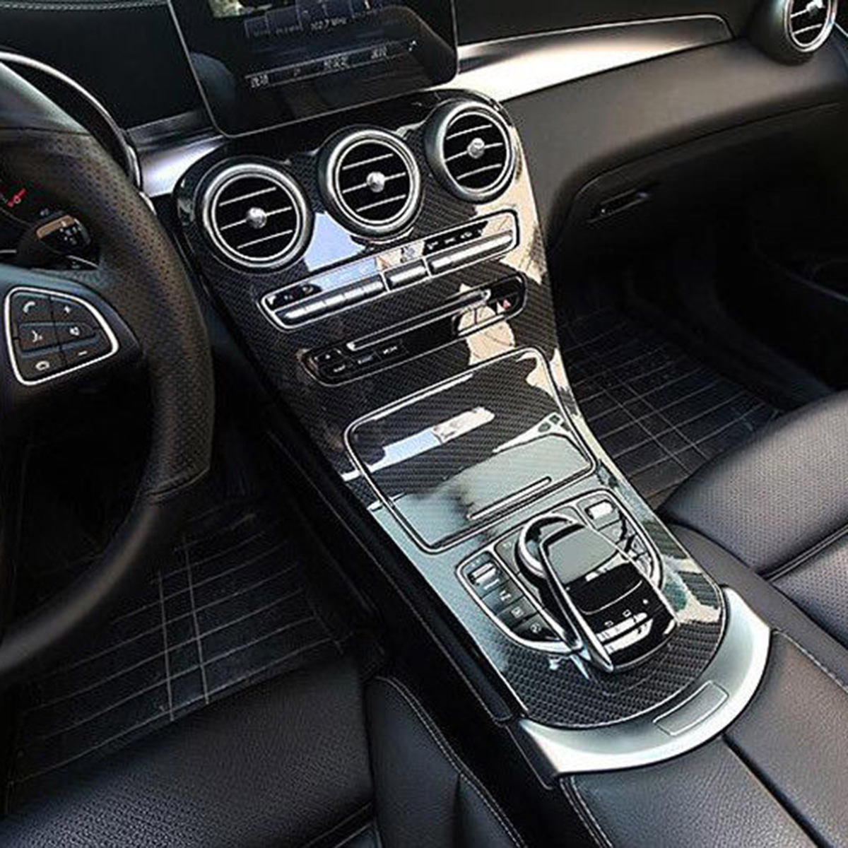 Carbon-Fiber-Center-Cover-For-Benz-C-Class-No-Clock-W205-C180L-2015-17-1251109