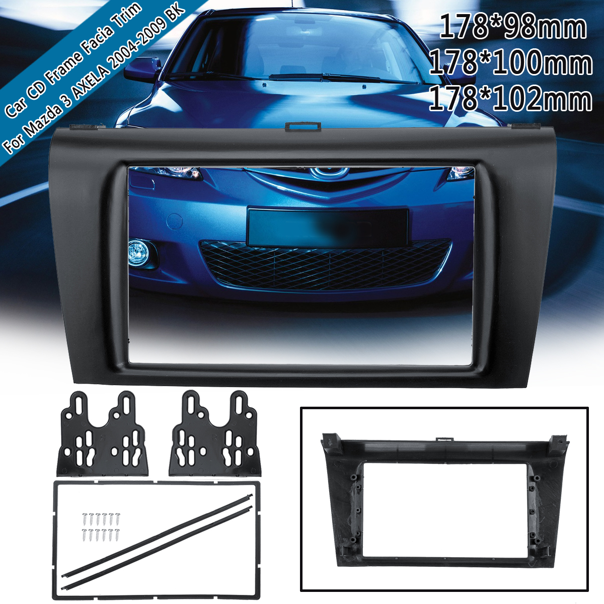 Double-2-Din-Car-Stereo-Dash-Panel-Kit-CD-Frame-Fascia-Facia-Trim-For-Mazda-3-2004-2009-BK-1622804