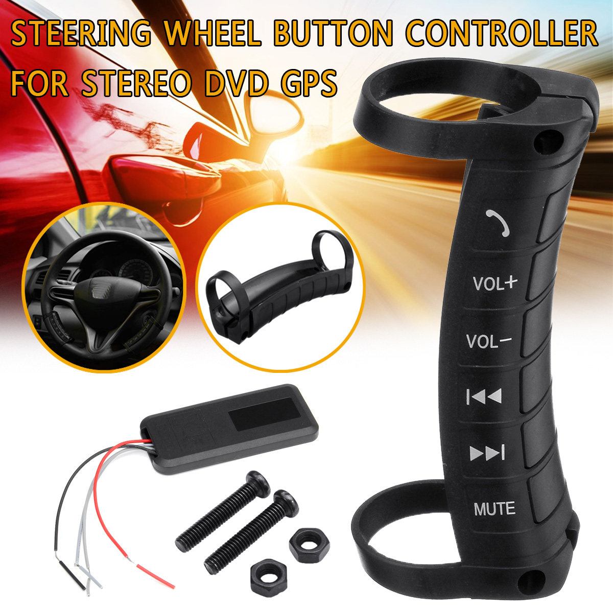 Universal-Black-Wireless-Car-Steering-Wheel-Button-Remote-Control-For-Stereo-DVD-GPS-1564953