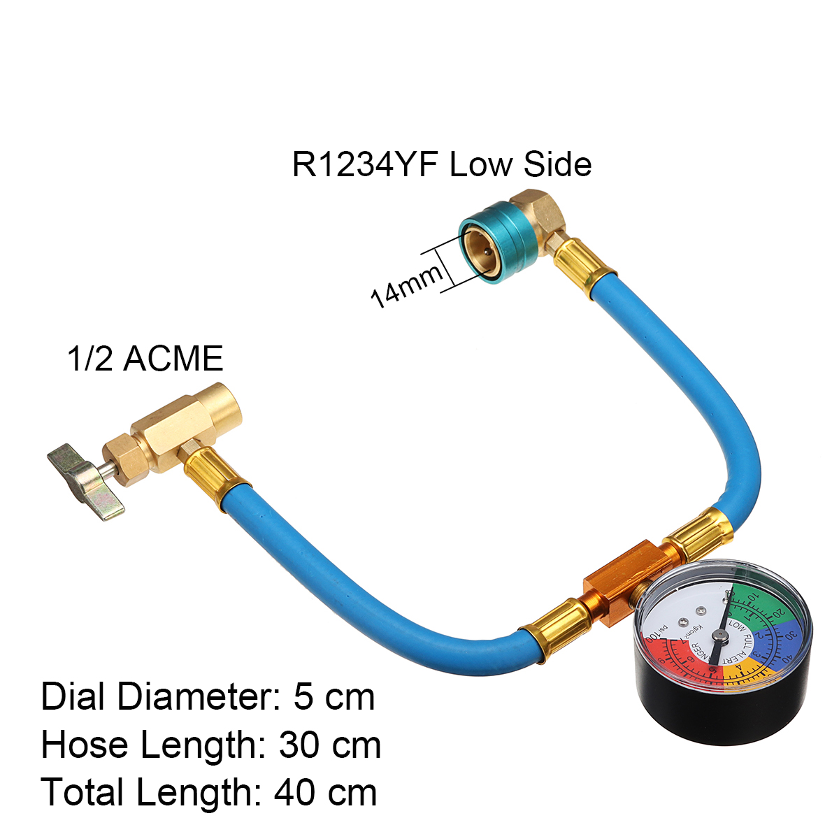 R-1234yf-AC-Service-Hose--100PSI-Gauge-Coupler-Recharge-Refrigerant-Cans-Taper-1368570