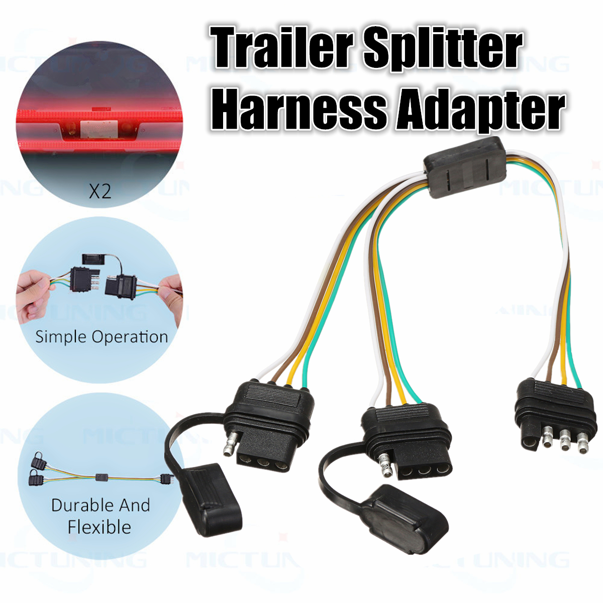 Trailer-Splitter-Harness-Adapter-2-Way-4Pin-Y-Split-For-Rear-Camera-Tailgate-Light-Bars-1208926