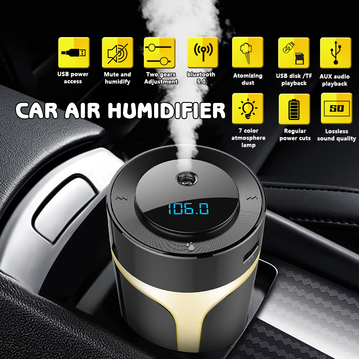 Car-Hand-Free-FM-bluetooth-50-Receiver-MP3-Player-Originality-Multi-Function-Spray-Humidifier-USB-Ch-1529581