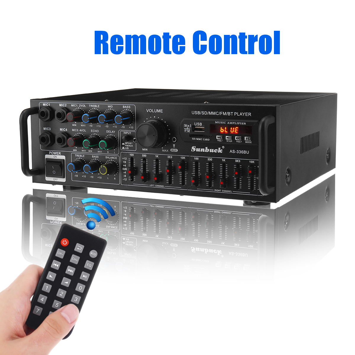 12V-2000W-4-Way-Microphone-Input-Amplifier-Audio-Stereo-Digital-Radio-USB-SD-AMP-FM-DVD-Remote-Contr-1811161
