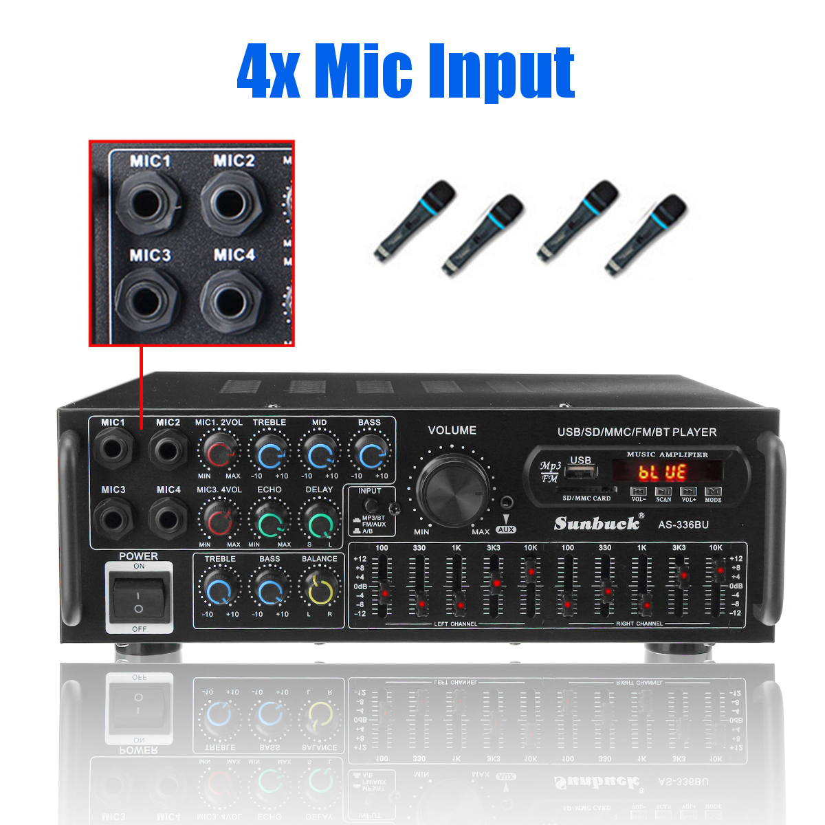 12V-2000W-4-Way-Microphone-Input-Amplifier-Audio-Stereo-Digital-Radio-USB-SD-AMP-FM-DVD-Remote-Contr-1811161