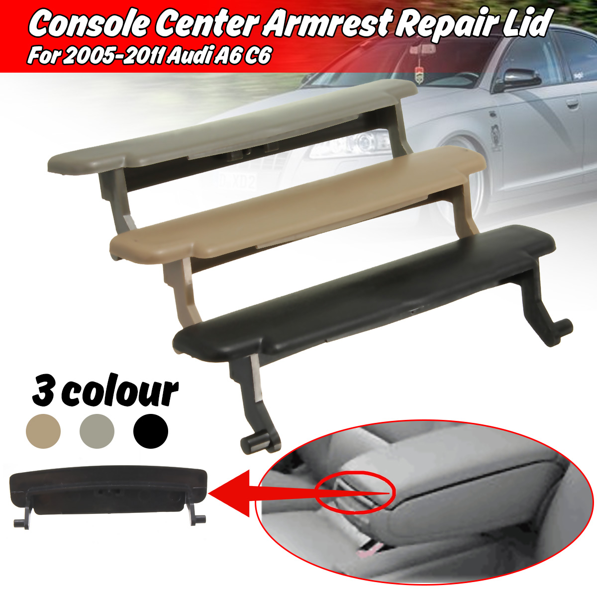 Armrest-Cover-Lid-Latch-Clip-with-Iron-Part-for-Audi-A6-C6-2005-2011-4F0864245-1629228