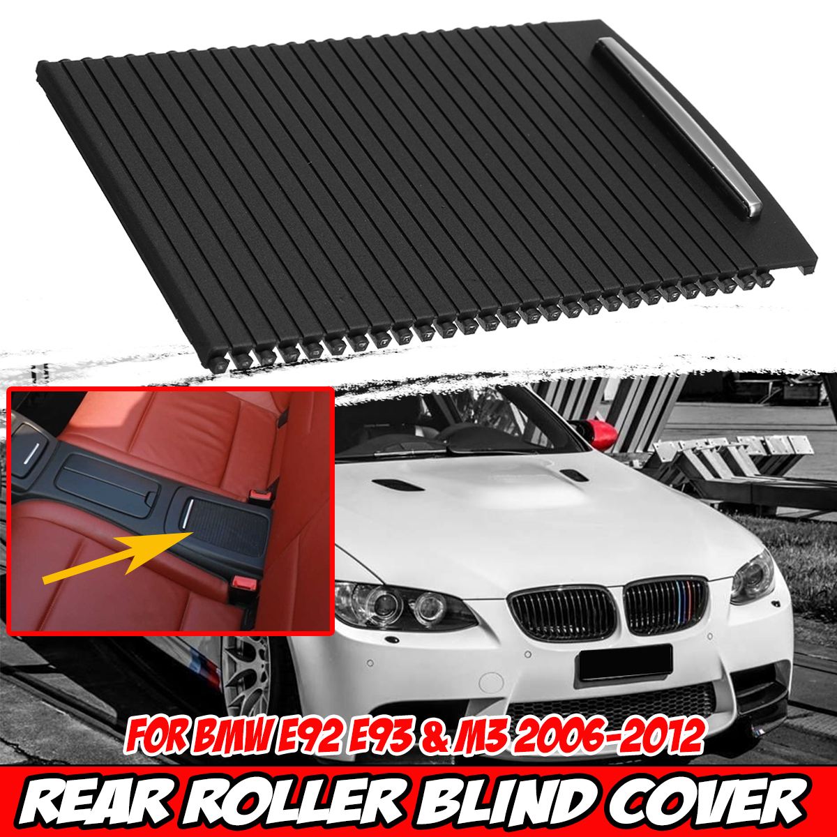 Black-Centre-Console-Roller-Blind-Cover-For-BMW-E92-E93-M3-2006-2012-1789687