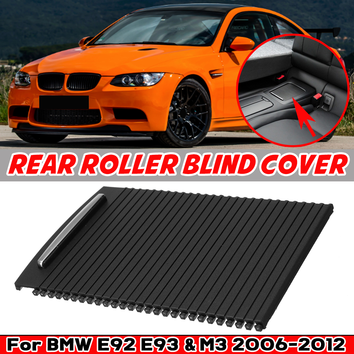Black-Centre-Console-Roller-Blind-Cover-For-BMW-E92-E93-M3-2006-2012-1789687