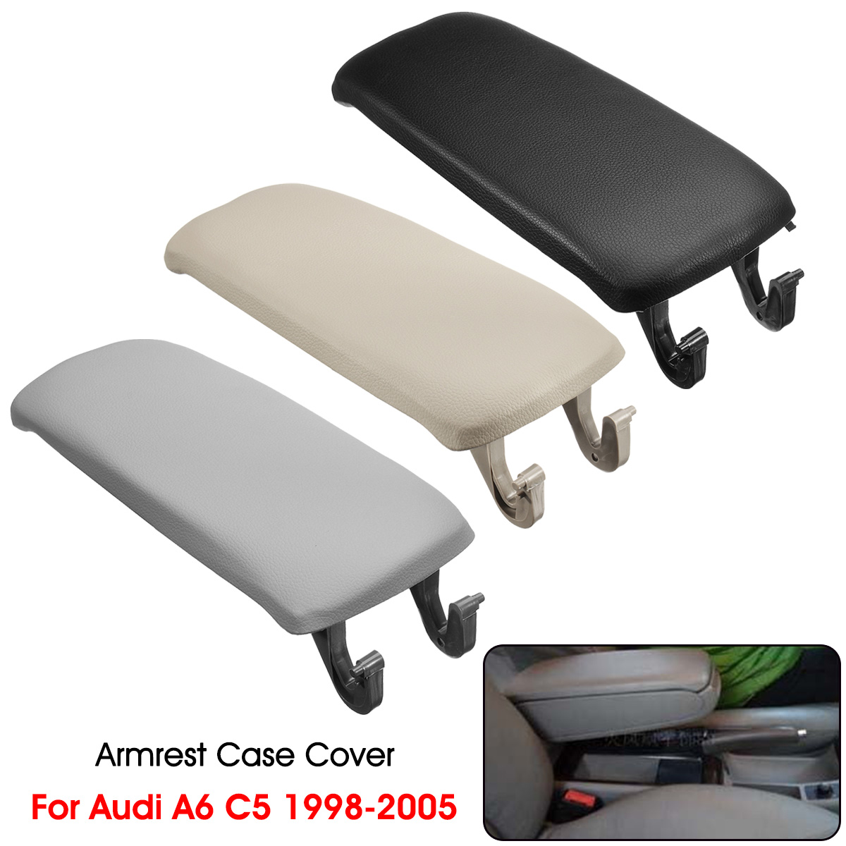 Car-Center-Console-Armrest-Case-Cover-Lid-BlackGrayBeige-For-Audi-A6-C5-1998-2005-1645719