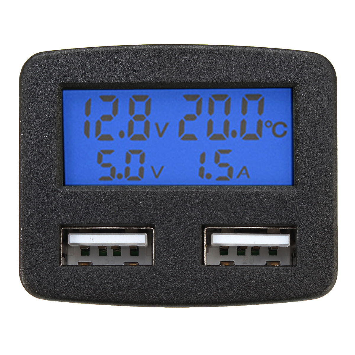 12V-24V-Universal-Dual-USB-Interface-Car-Charger-With-Voltmeter-Ammeter-Thermometer-LCD-Display-1291387