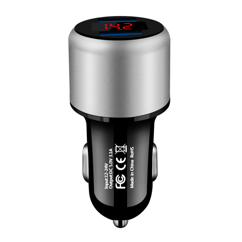 Dual-Port-USB-31A-Digital-Display-Multifunction-Aluminum-Alloy-Aperture-Display-Car-Charger-1362474