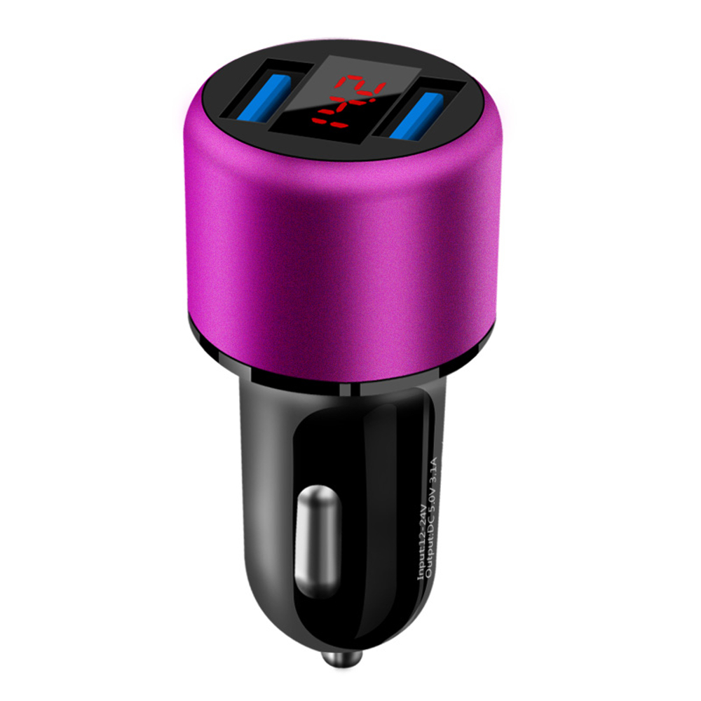 Dual-Port-USB-31A-Digital-Display-Multifunction-Aluminum-Alloy-Aperture-Display-Car-Charger-1362474