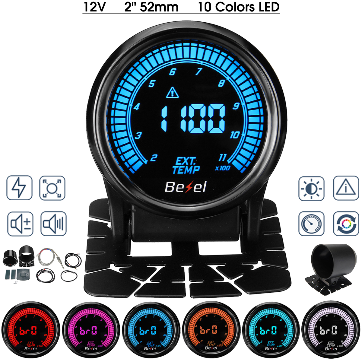 EVO-2quot-52mm-Exhaust-Gas-Temp-Temperature-Gauge-Meter-Digital-LED-Display-wSensor-1612115