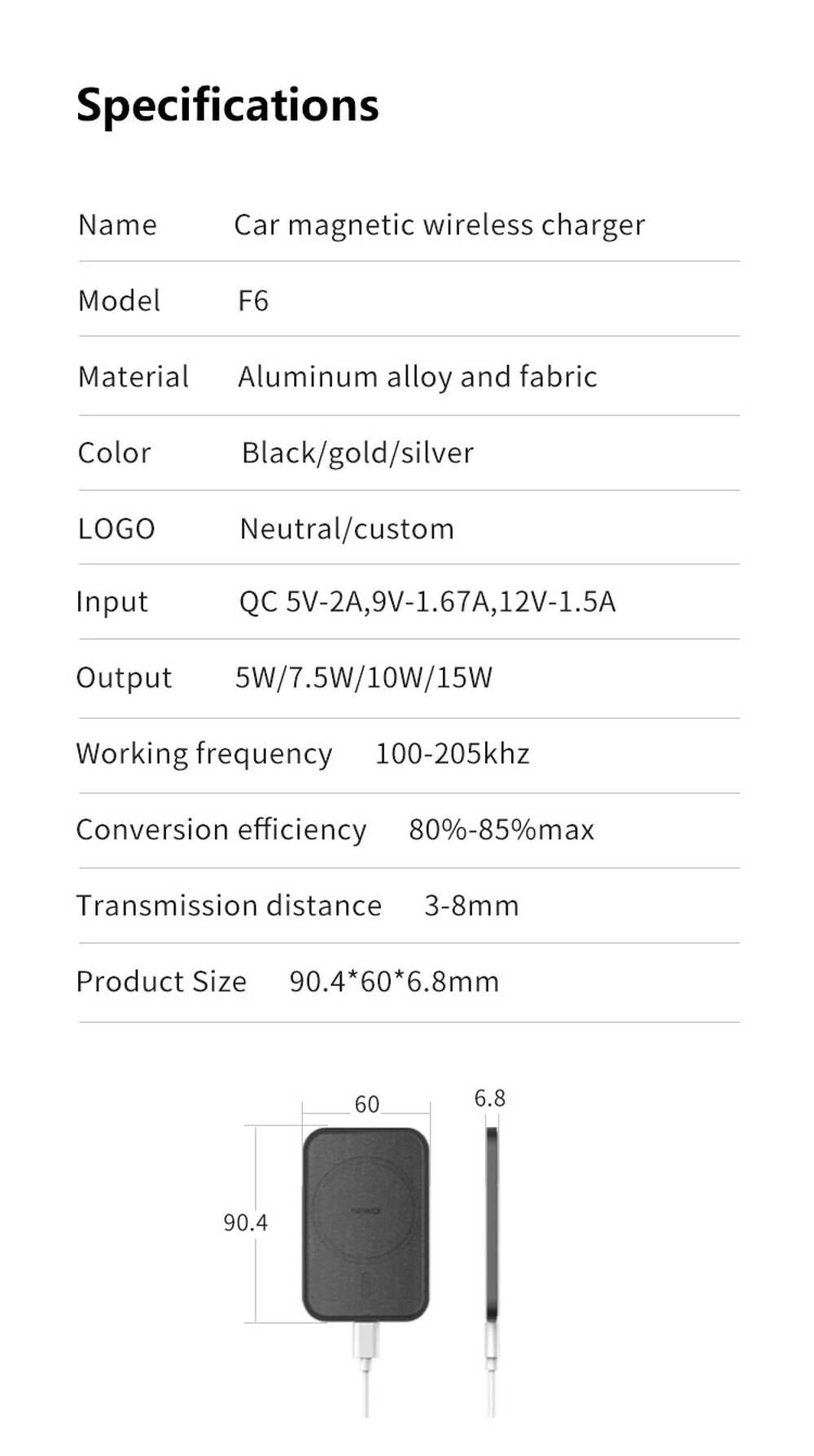 F6-15W-Magnetic-Suction-Car-Charger-Stand-Wireless-Fast-Charging-Power-Holder-Vent-Frame-Mount-for-i-1803417