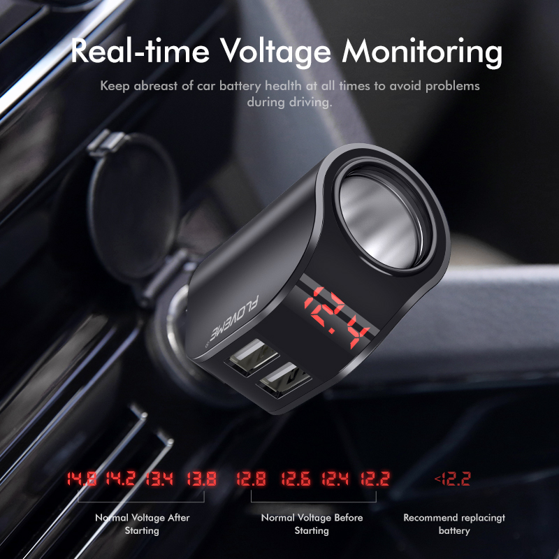 FLOVEME-31A-Dual-Port-Black-Digital-Display-Fast-Charging-Car-Charger-1414534